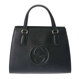 GUCCI Soho Interlocking Black Calfskin Handbag